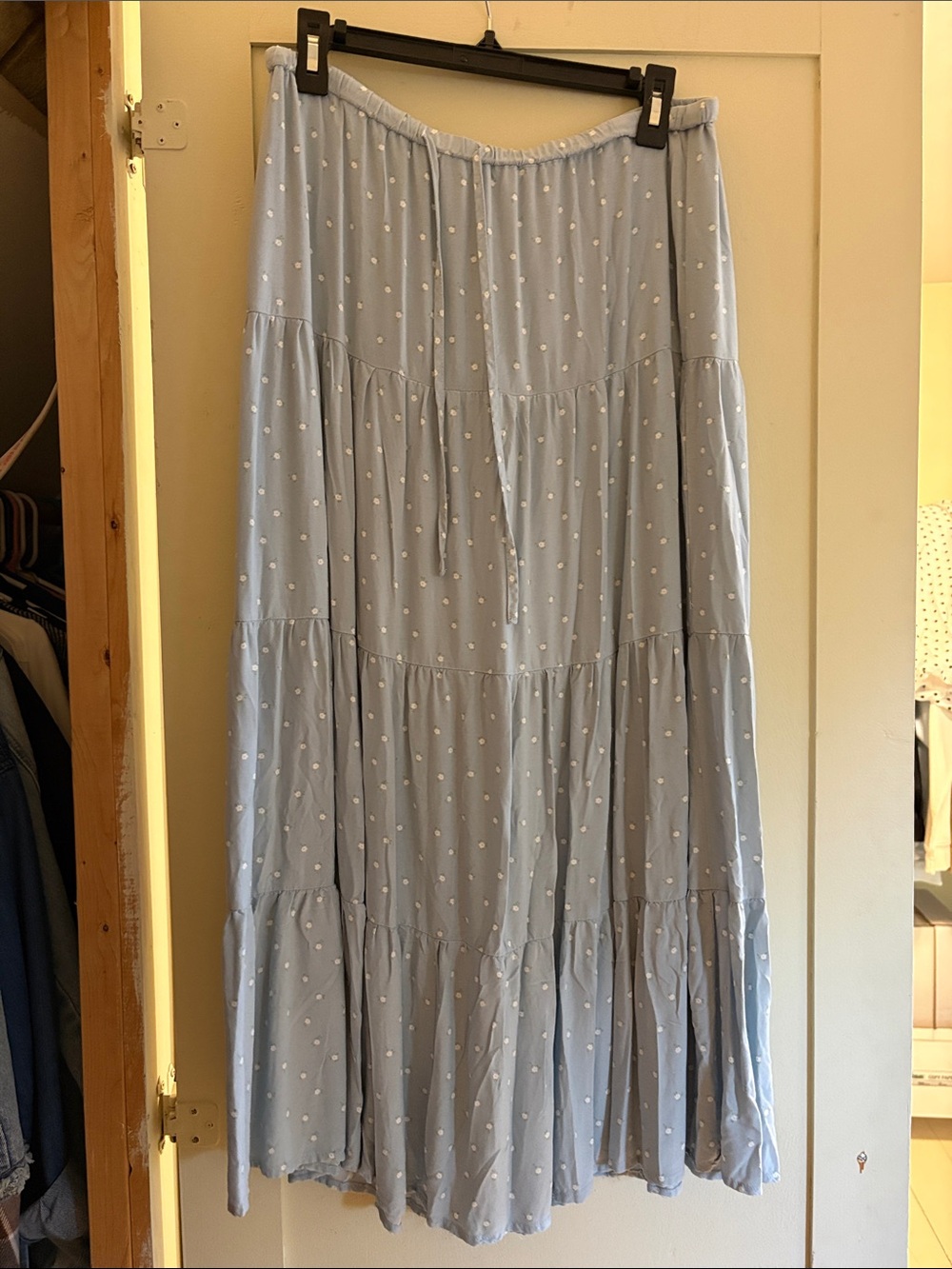 Aeropostale Light Blue Polka Dot Maxi Skirt